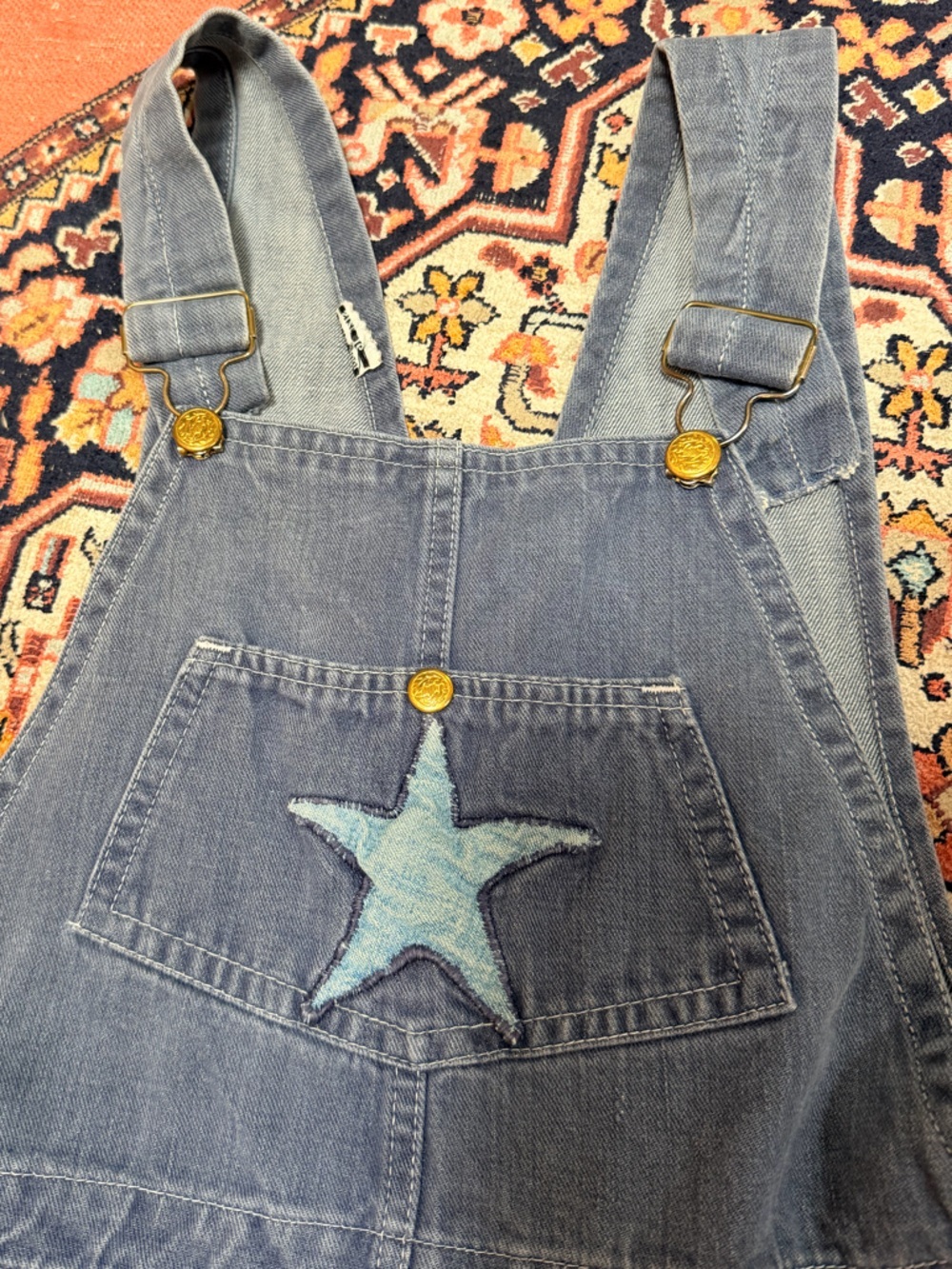 Vintage 1970's Patchwork Denim Overalls Small - Picture 10 of 11